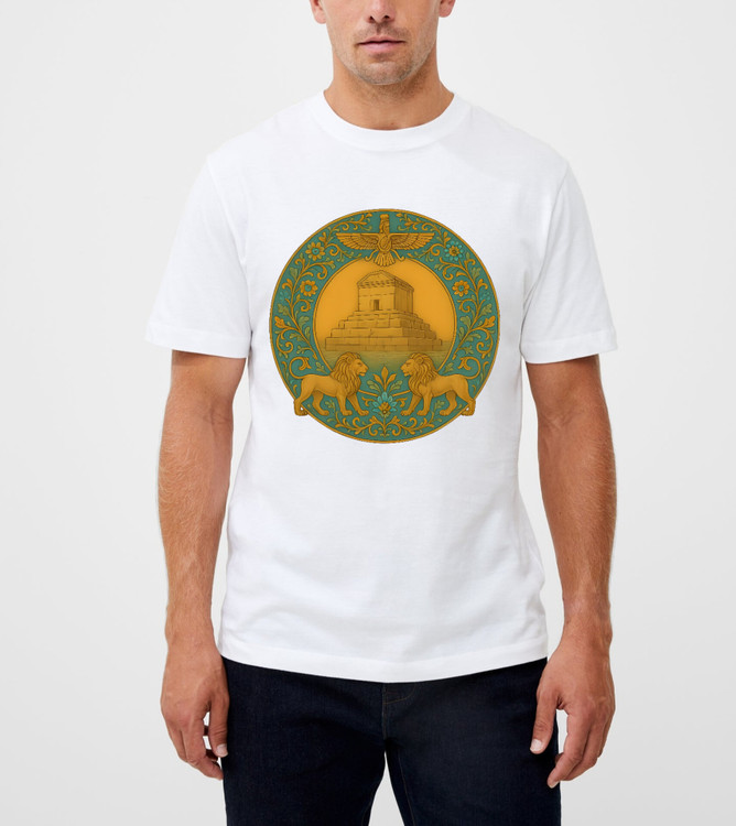 تیشرت آریانا چاپ پاسارگاد قواره لانگ جنس نخ پنبه درجه یک