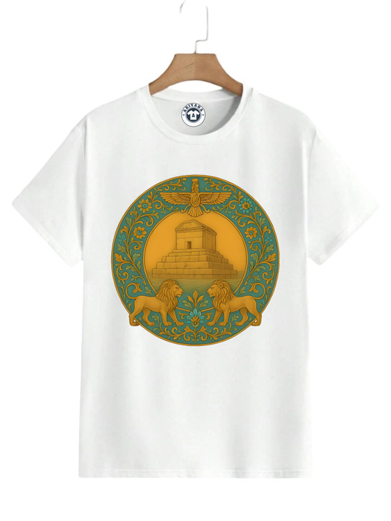 تیشرت آریانا چاپ پاسارگاد قواره لانگ جنس نخ پنبه درجه یک