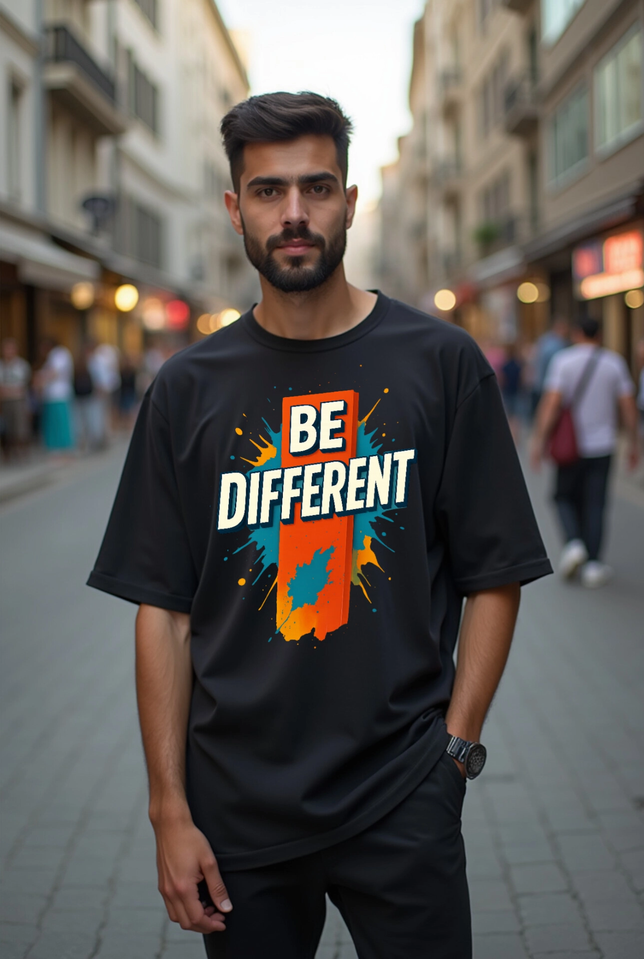 تیشرت چاپ BE DIFFERENT جنس پنبه درجه یک