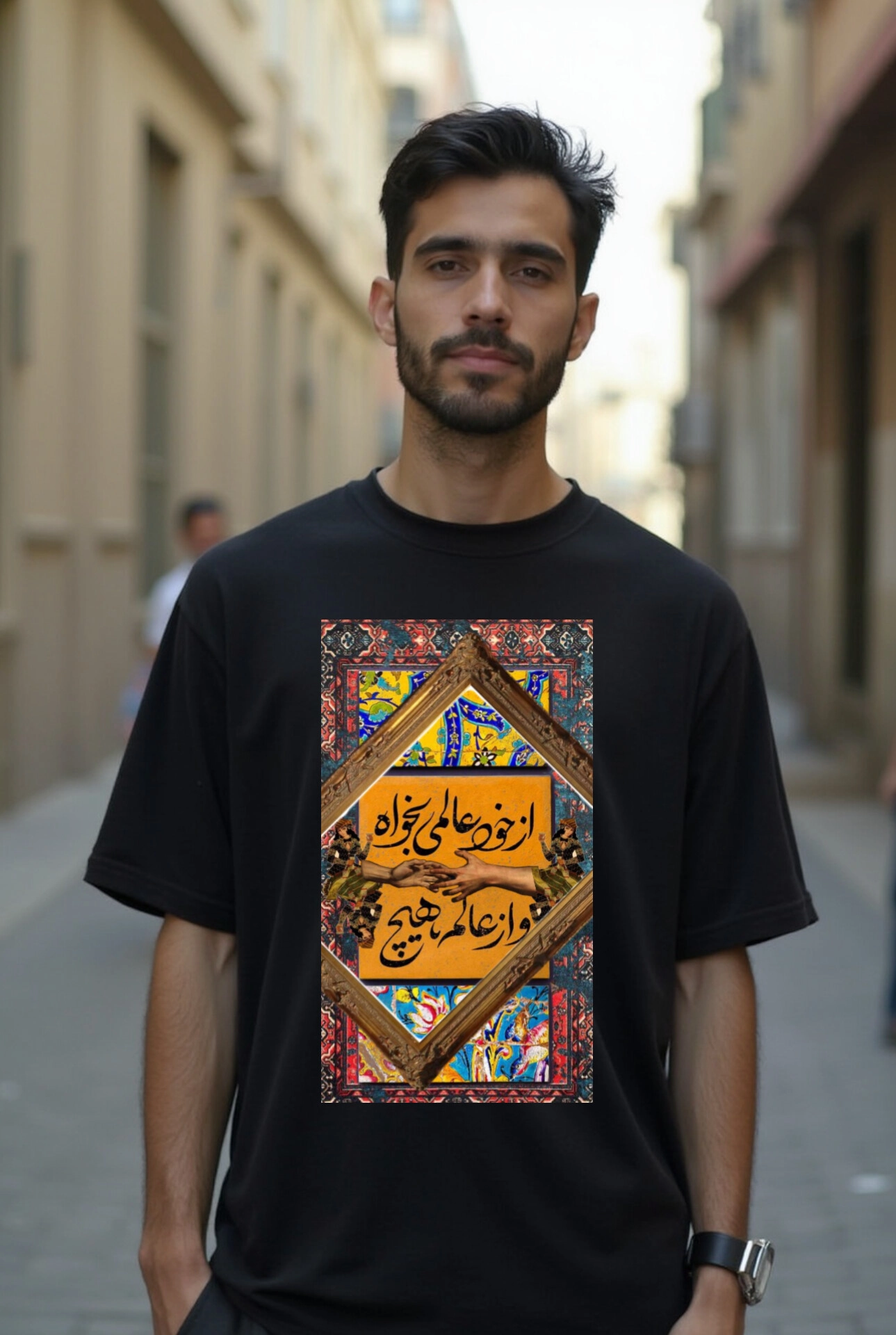 تیشرت طرح ایرانی جنس پنبه درجه یک قواره لانگ