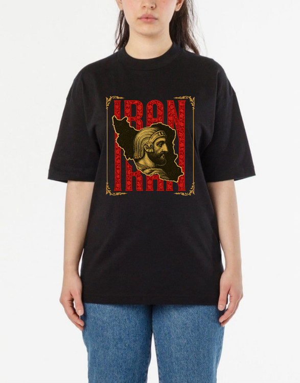 تیشرت زنانه مشکی پنبهای با چاپ گرافیکی کوروش