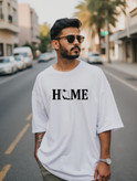تیشرت سفید لانگ از جنس پنبه خالص با چاپ کلمه HOME