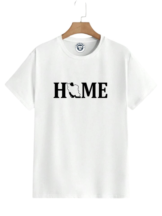 تیشرت سفید لانگ از جنس پنبه خالص با چاپ کلمه HOME