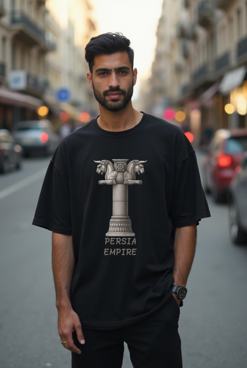 تیشرت مشکی مردانه چاپ هخامنشی