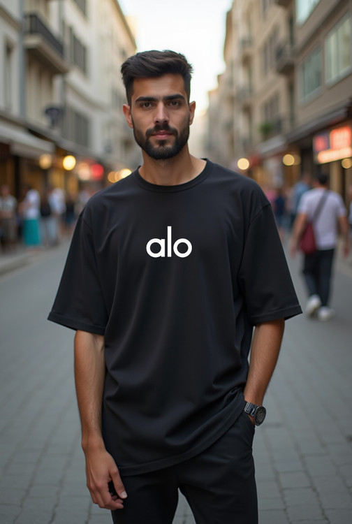 تیشرت مشکی چاپ الو alo