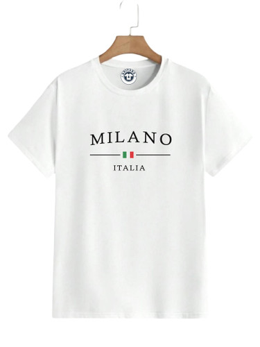 تیشرت سفید بدون جنسیت چاپ milano