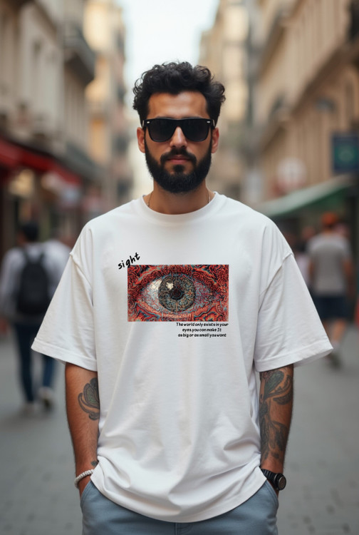 تیشرت مردانه سفید چاپ چشم