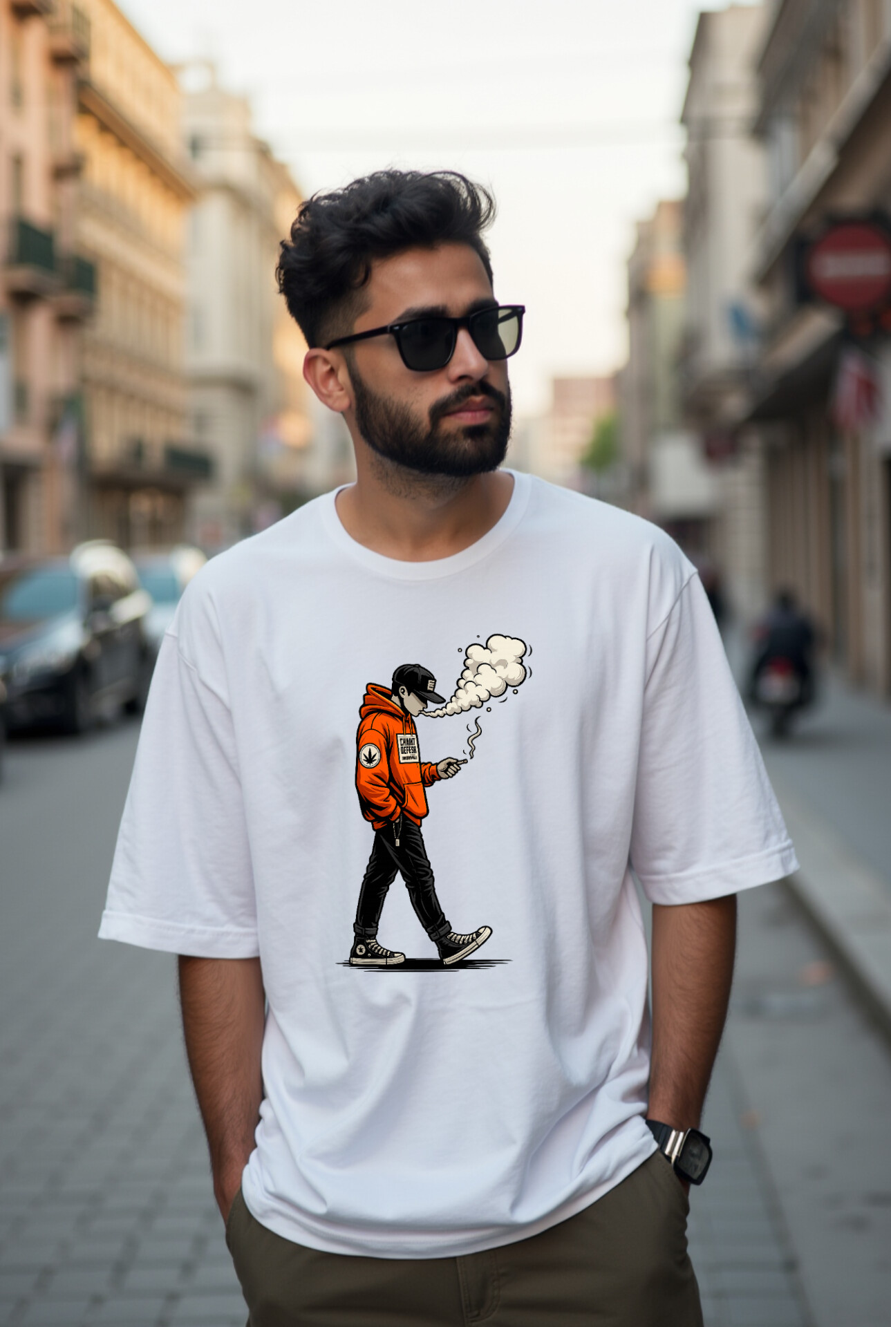 تیشرت سفید چاپ دار