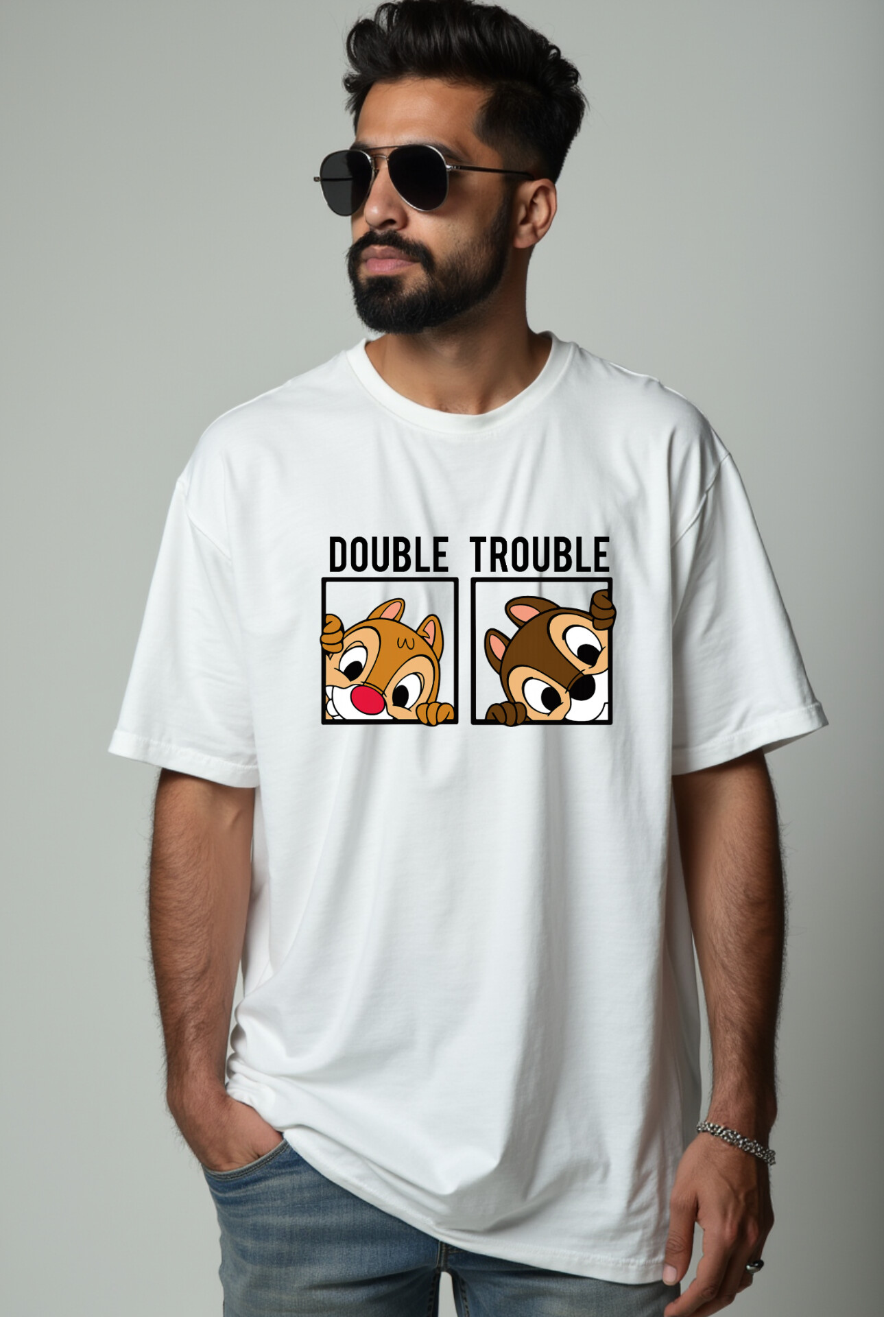 تیشرت سفید طرح سنجاب