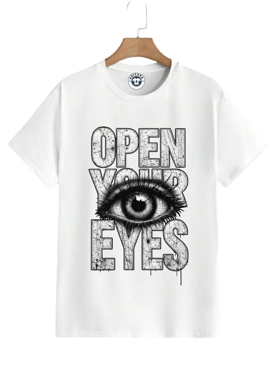 تیشرت سفید چاپ چشم