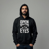 هودی مشکی مردانه چاپ چشم