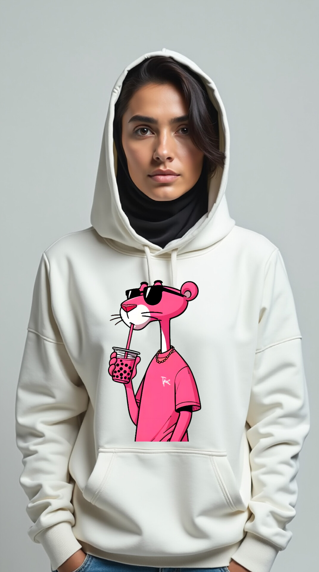 هودی زنانه پلنگ صورتی