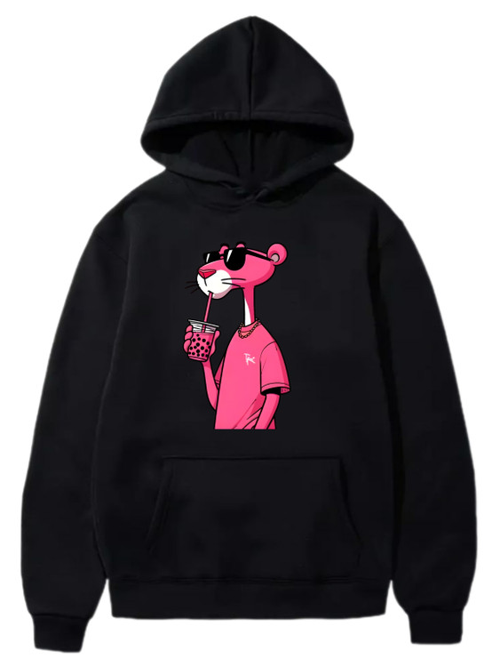 هودی مشکی پلنگ صورتی