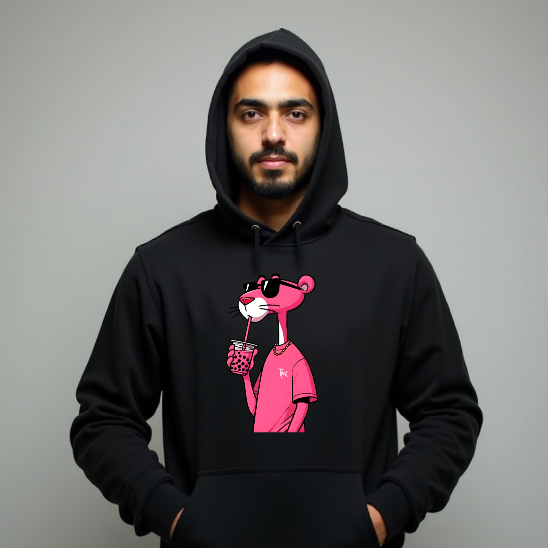 هودی بدون جنسیت پلنگ صورتی