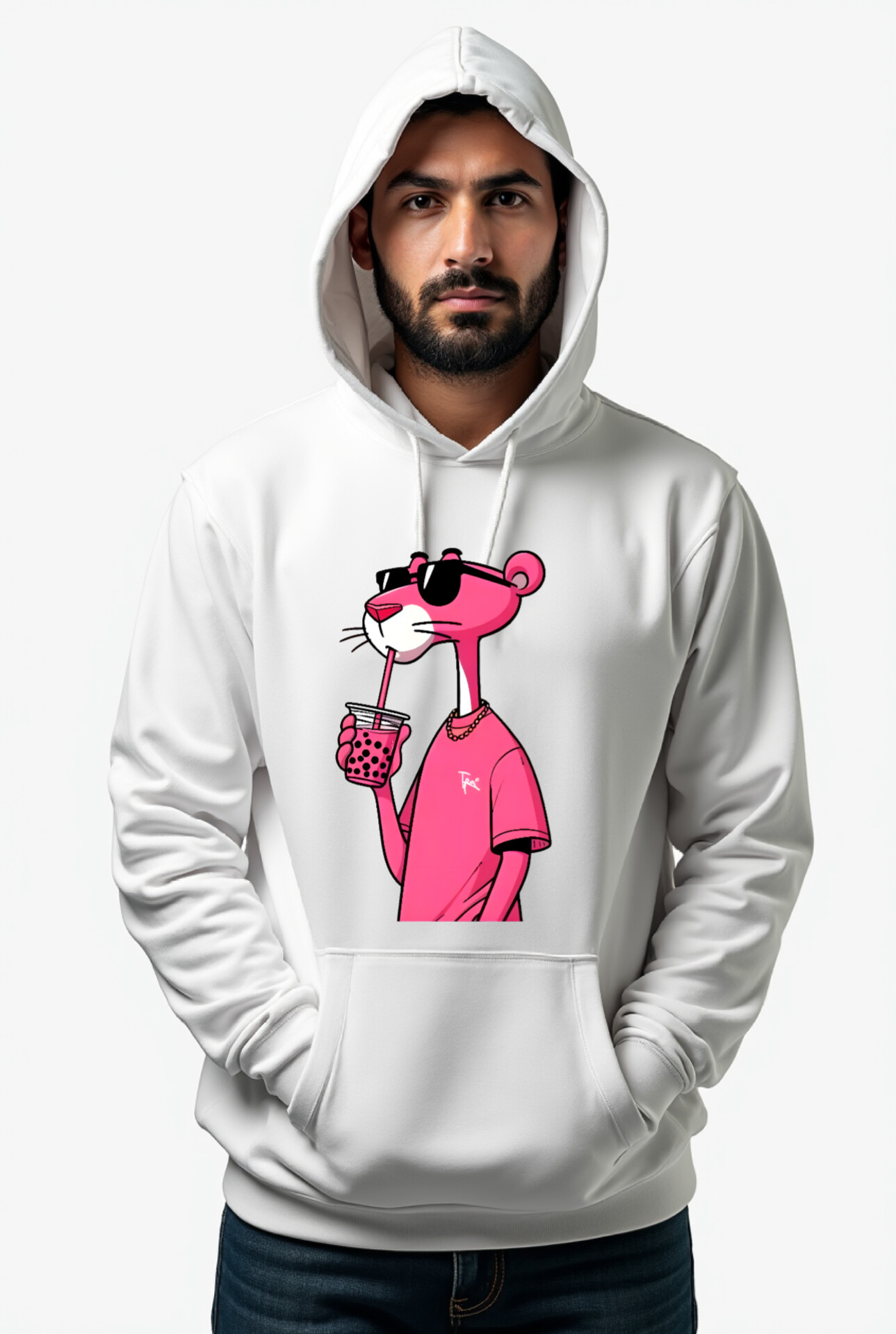 هودی مردانه پلنگ صورتی