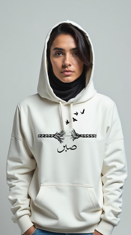 هودی سفید زنانه چاپ صبر