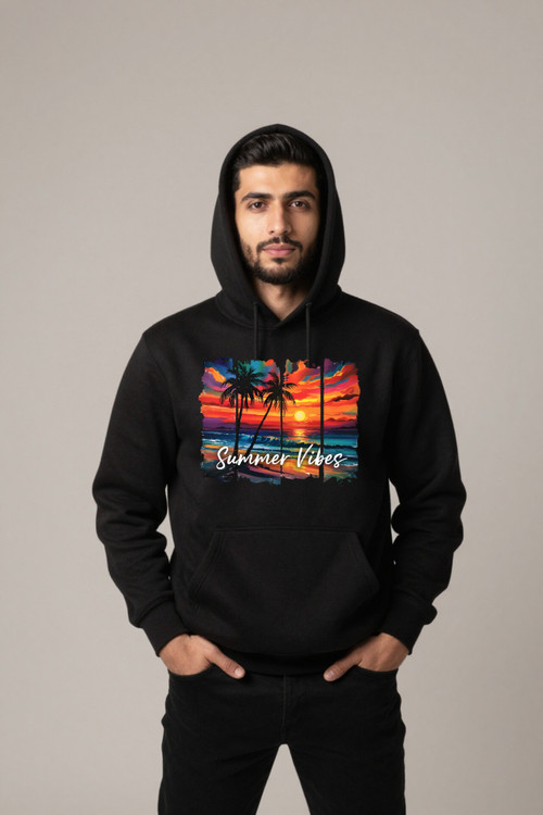 هودی مشکی مردانه چاپ سامر وایب