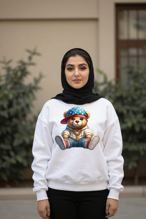 دورس سفید زنانه چاپ خرس