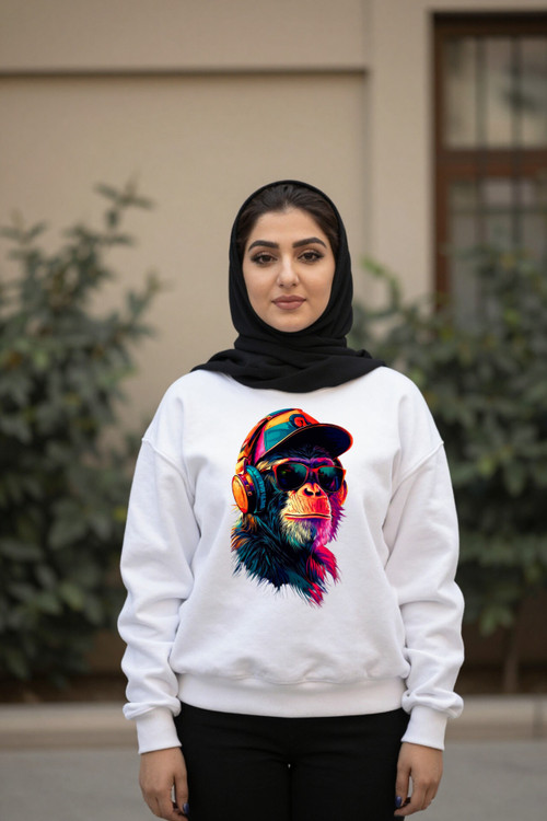 دورس سفید زنانه چاپ گوریل