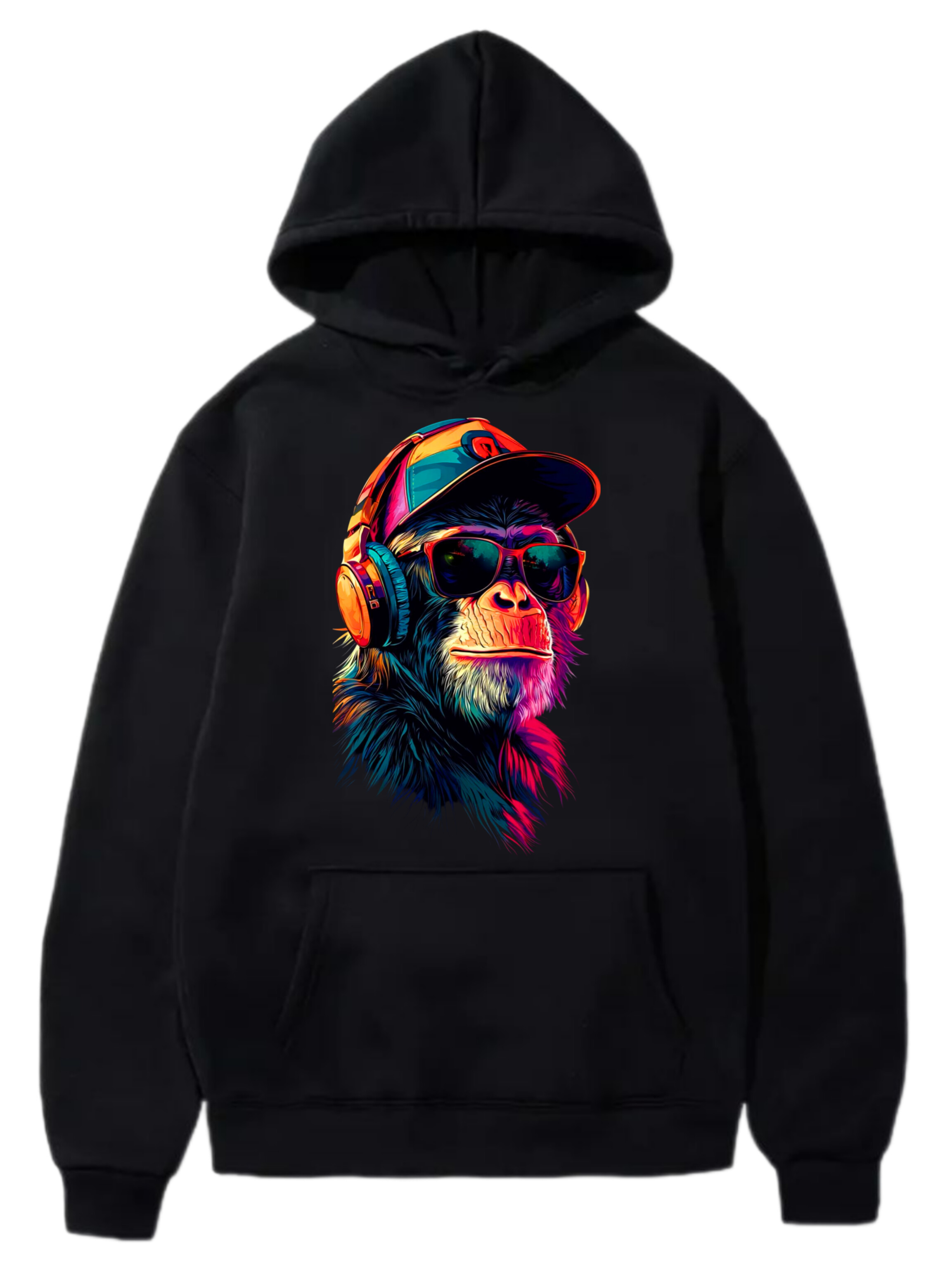 هودی مشکی بدون جنسیت چاپ گوریل