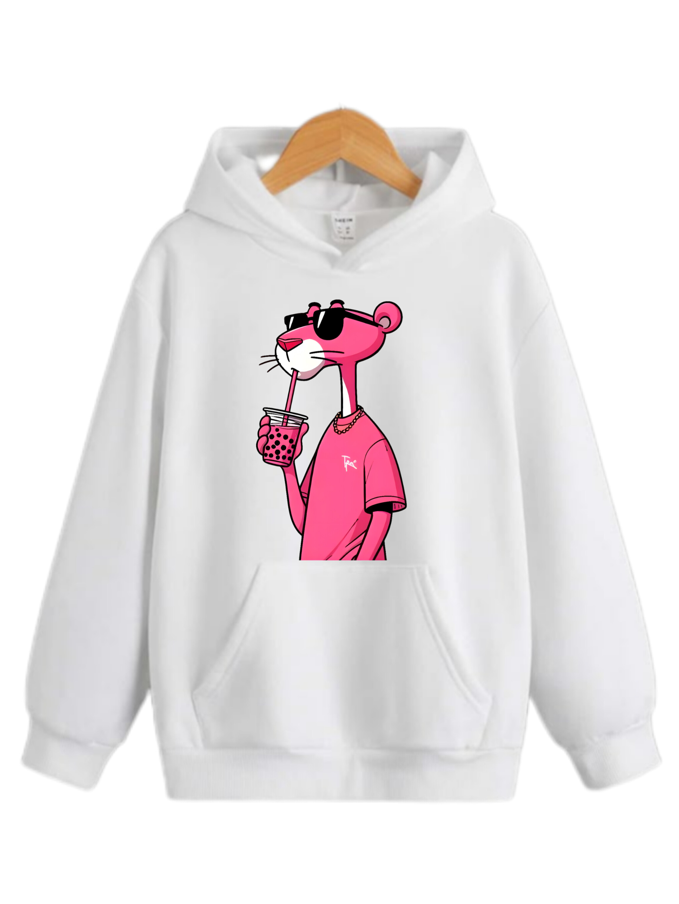 هودی سفید پلنگ‌صورتی