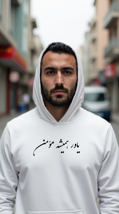 هودی سفید مردانه یاور همیشه مومن