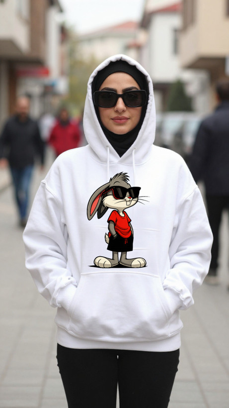 هودی سفید زنانه خرگوش