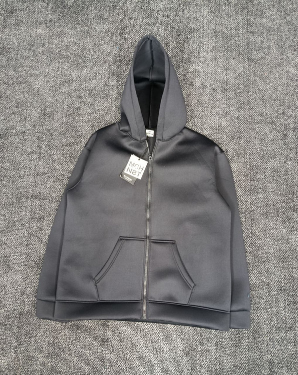 سویشرت مشکی بیسیک کلاهدار پارچه پفکی