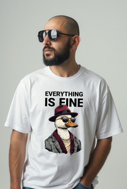 تیشرت سفید مردانه چاپ اردک