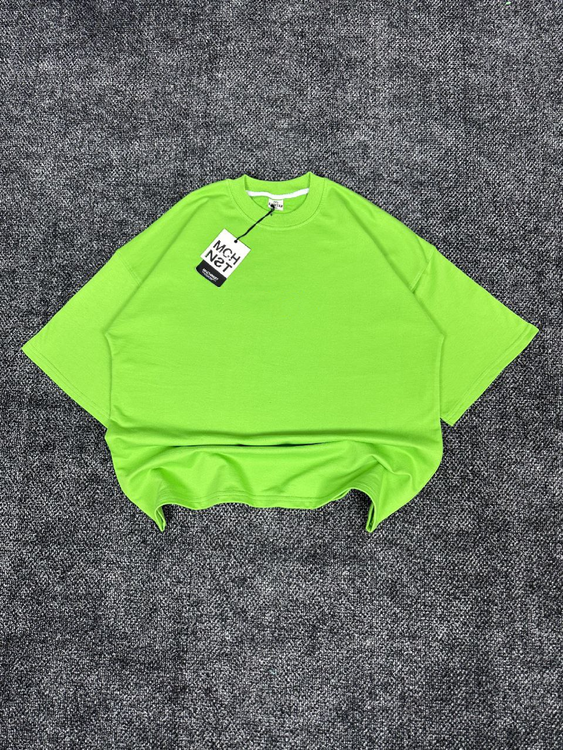 تیشرت سبز فسفری ساده پارچه دونخ