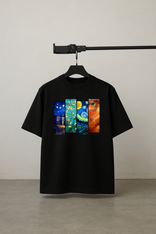 تیشرت مشکی بدون جنسیت چاپ ونگوگ