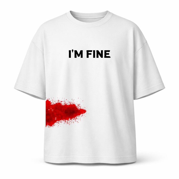 تیشرت بدون جنسیت طرح I'm fine جنس نخ پنبه کد۵9