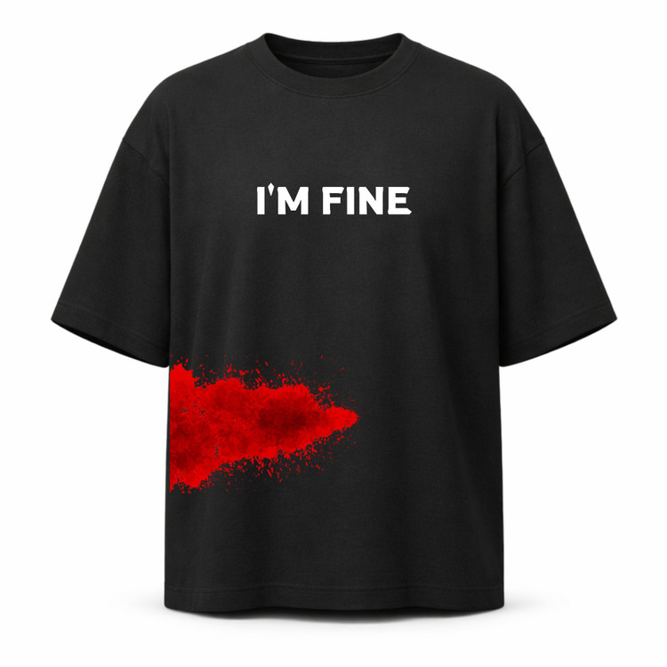 تیشرت بدون جنسیت طرح I'm fine جنس نخ پنبه کد۵9