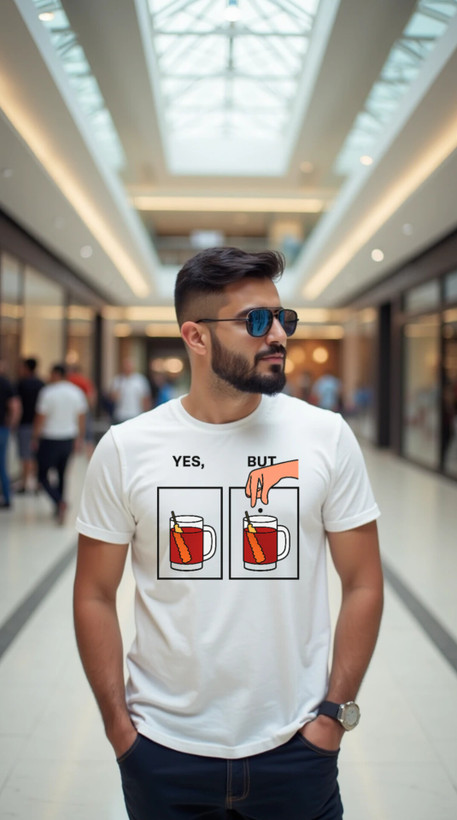 تیشرت بدون جنسیت طرح yes but چای نبات جنس نخ پنبه کد6۱