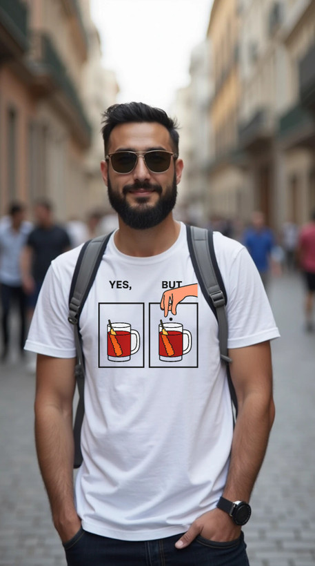 تیشرت بدون جنسیت طرح yes but چای نبات جنس نخ پنبه کد6۱