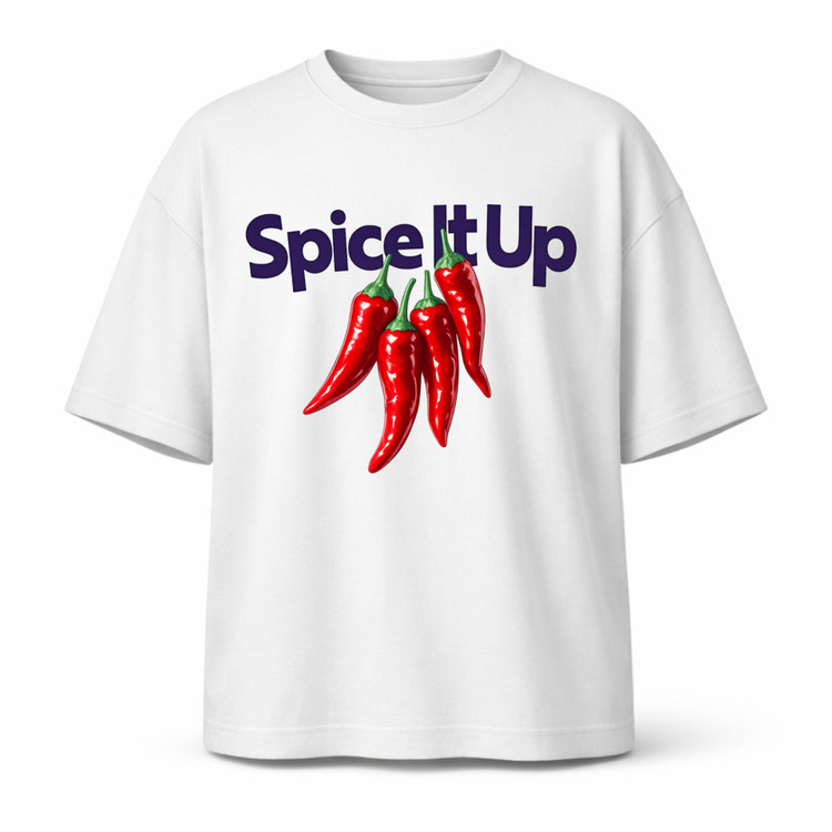 تیشرت سفید نخپنبه بدون جنسیت چاپ فلفل spice it up