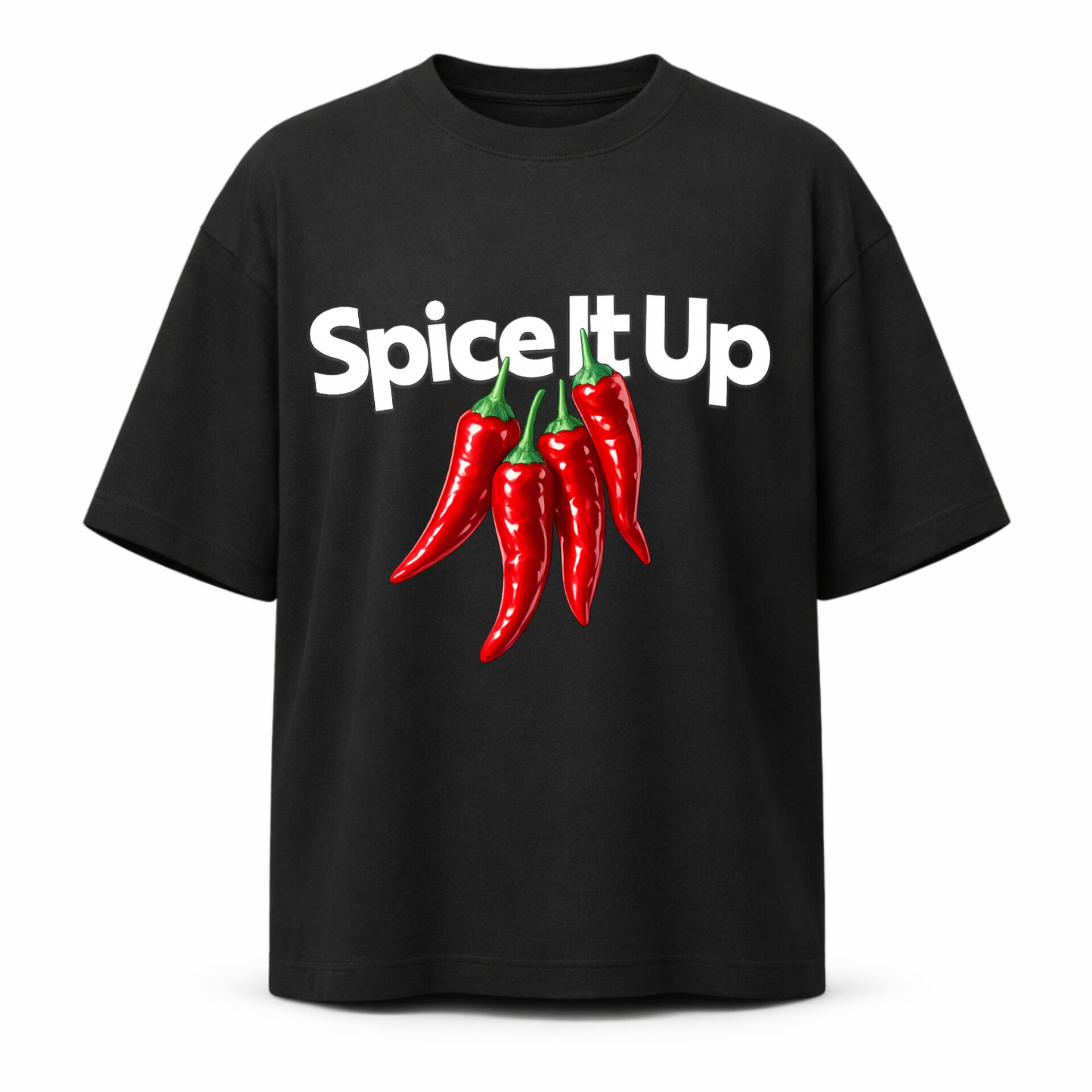 تیشرت مشکی نخ‌پنبه بدون جنسیت چاپ فلفل spice it up