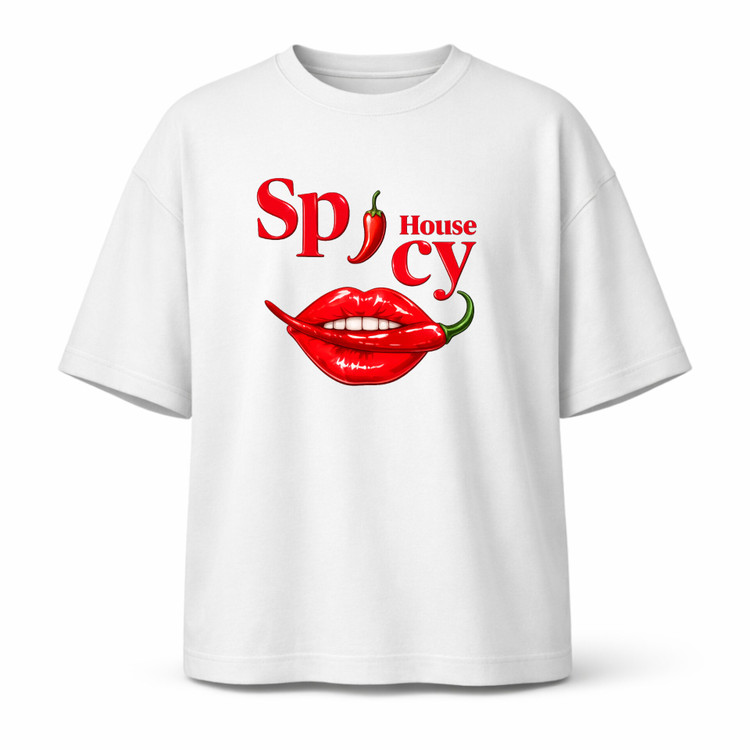 تیشرت سفید نخپنبه بدون جنسیت چاپ فلفل spicy