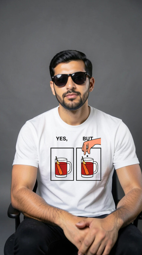 تیشرت بدون جنسیت طرح yes but چای نبات جنس نخ پنبه کد6۱