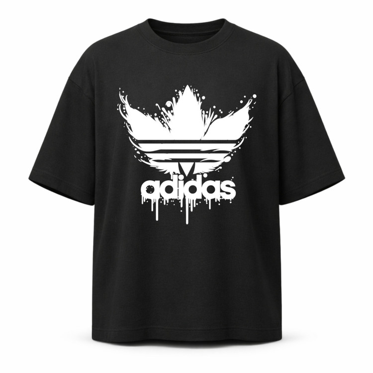تیشرت مشکی نخ پنبه طرح adidas