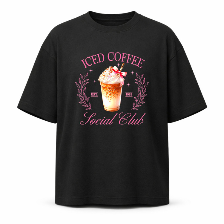 تیشرت مشکی نخ پنبه طرح ice coffee