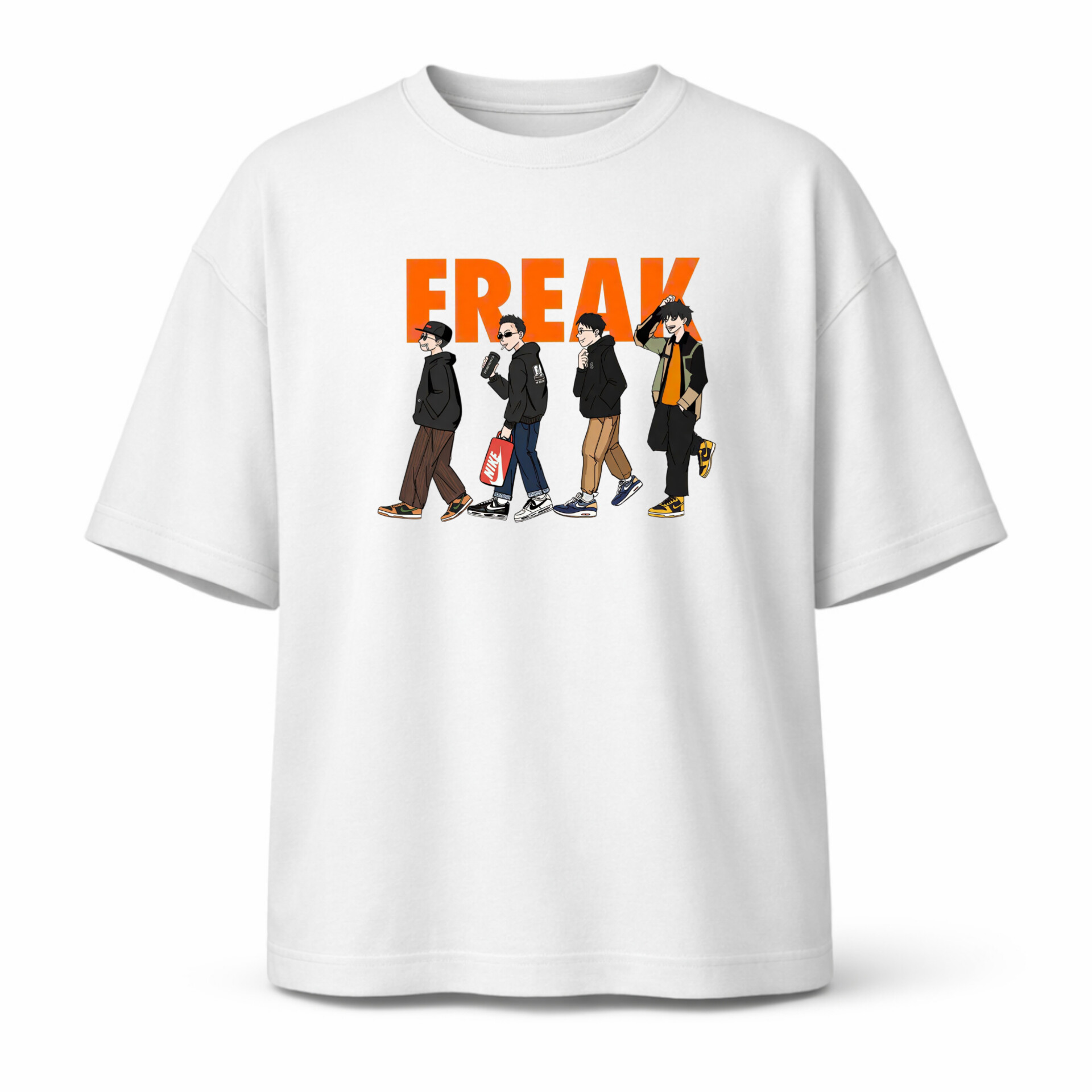 تیشرت سفید نخ پنبه طرح freak