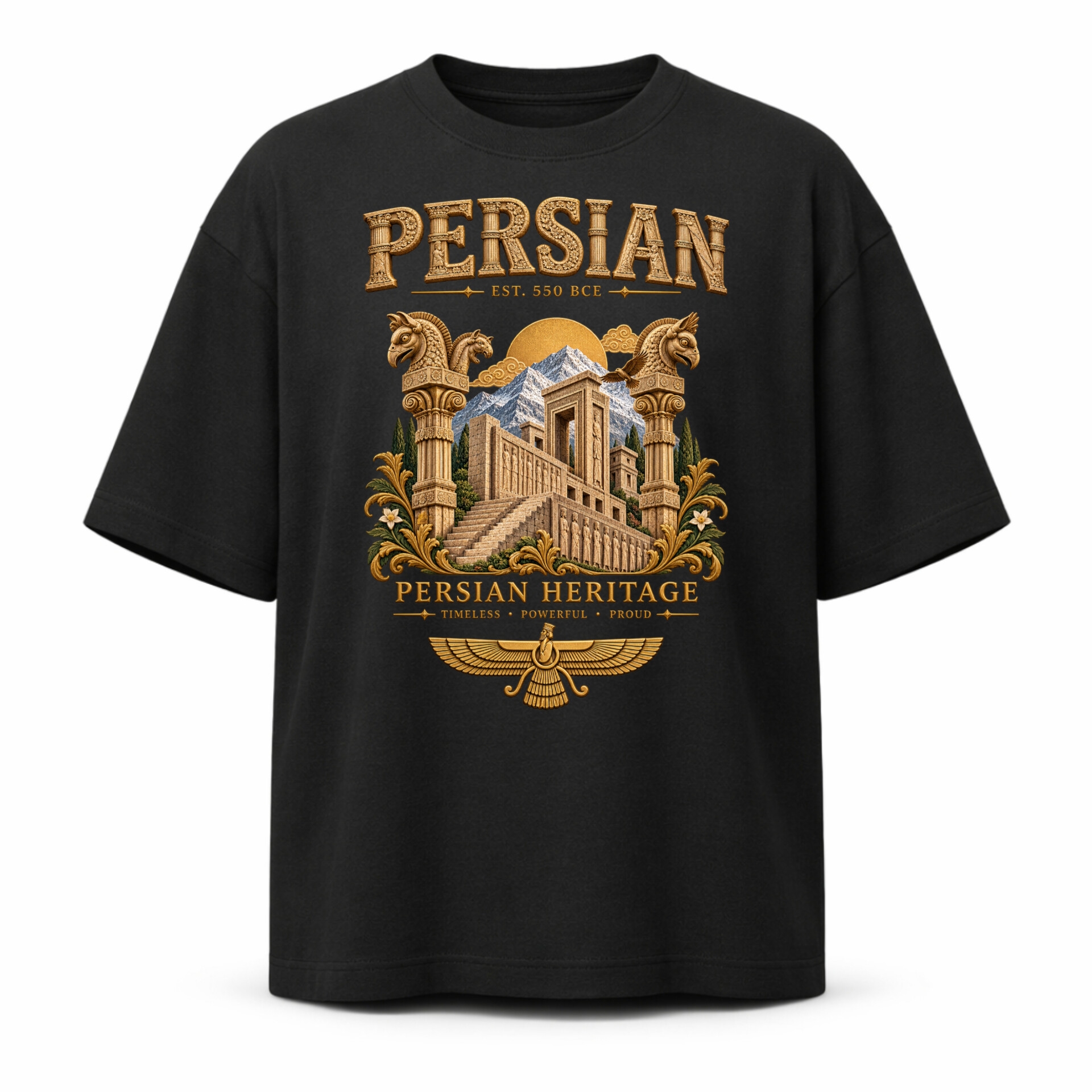 تیشرت یونیسکس طرح persian heritage جنس نخ پنبه