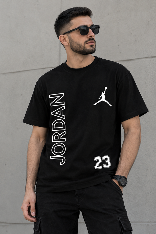 تیشرت مشکی یونیسکس طرح jordan جنس نخ پنبه ۱۰۰ درصد
