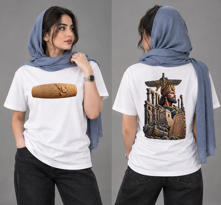 تیشرت یونیسکس طرح منشور کوروش جنس نخ پنبه ۱۰۰ درصد
