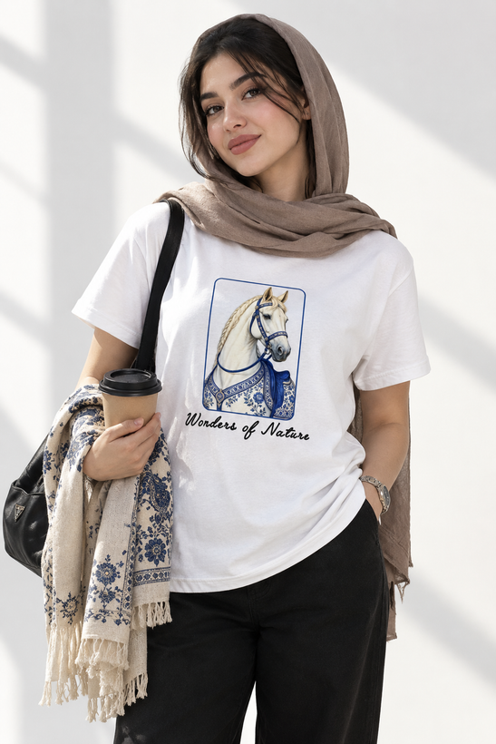 تیشرت یونیسکس طرح اسب جنس نخ پنبه ۱۰۰ درصد