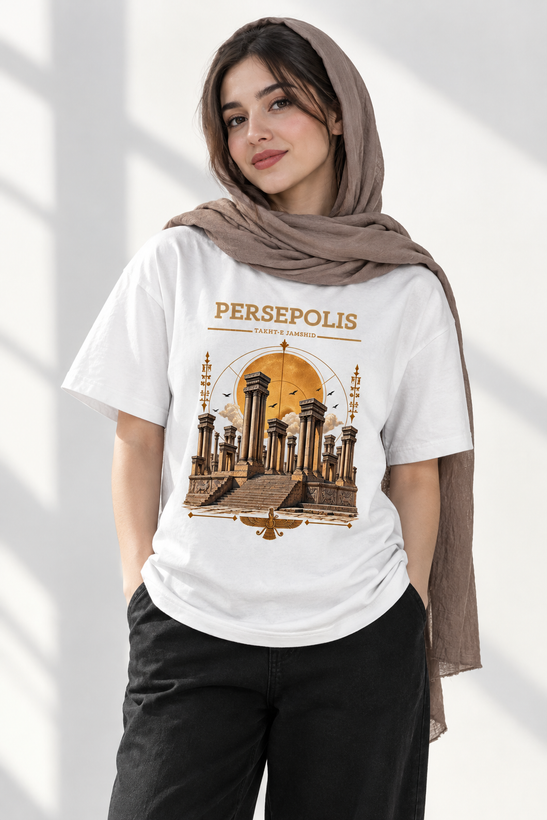 تیشرت یونیسکس طرح تخت جمشید جنس نخ پنبه ۱۰۰ درصد
