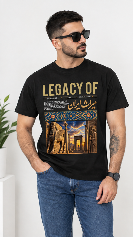 تیشرت یونیسکس طرح میراث ایران جنس نخ پنبه ۱۰۰ درصد