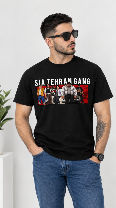 تیشرت یونیسکس طرح سیا ساکتی نخ پنبه ۱۰۰ درصد