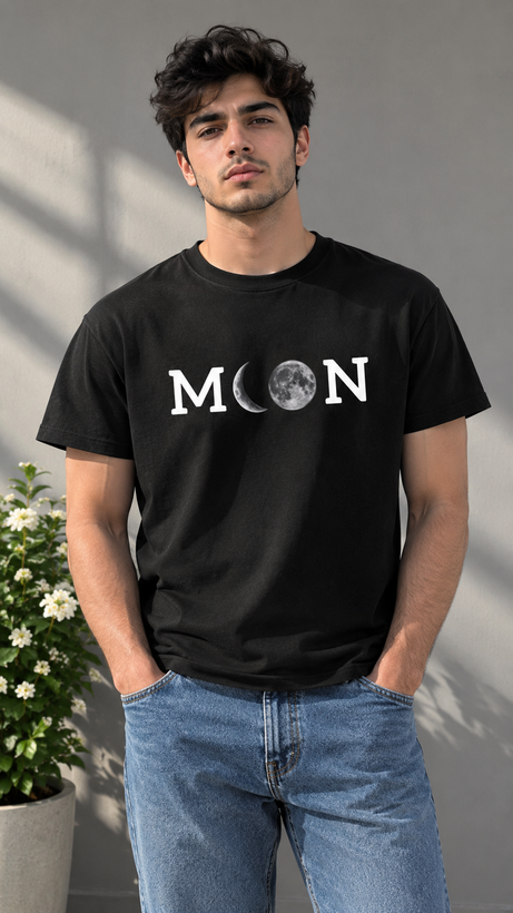 تیشرت یونیسکس طرح MOON جنس نخ پنبه ۱۰۰ درصد